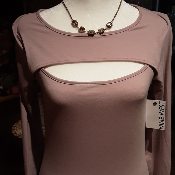 NINE WEST TAN Blouse Spandex - Picture 4 of 5